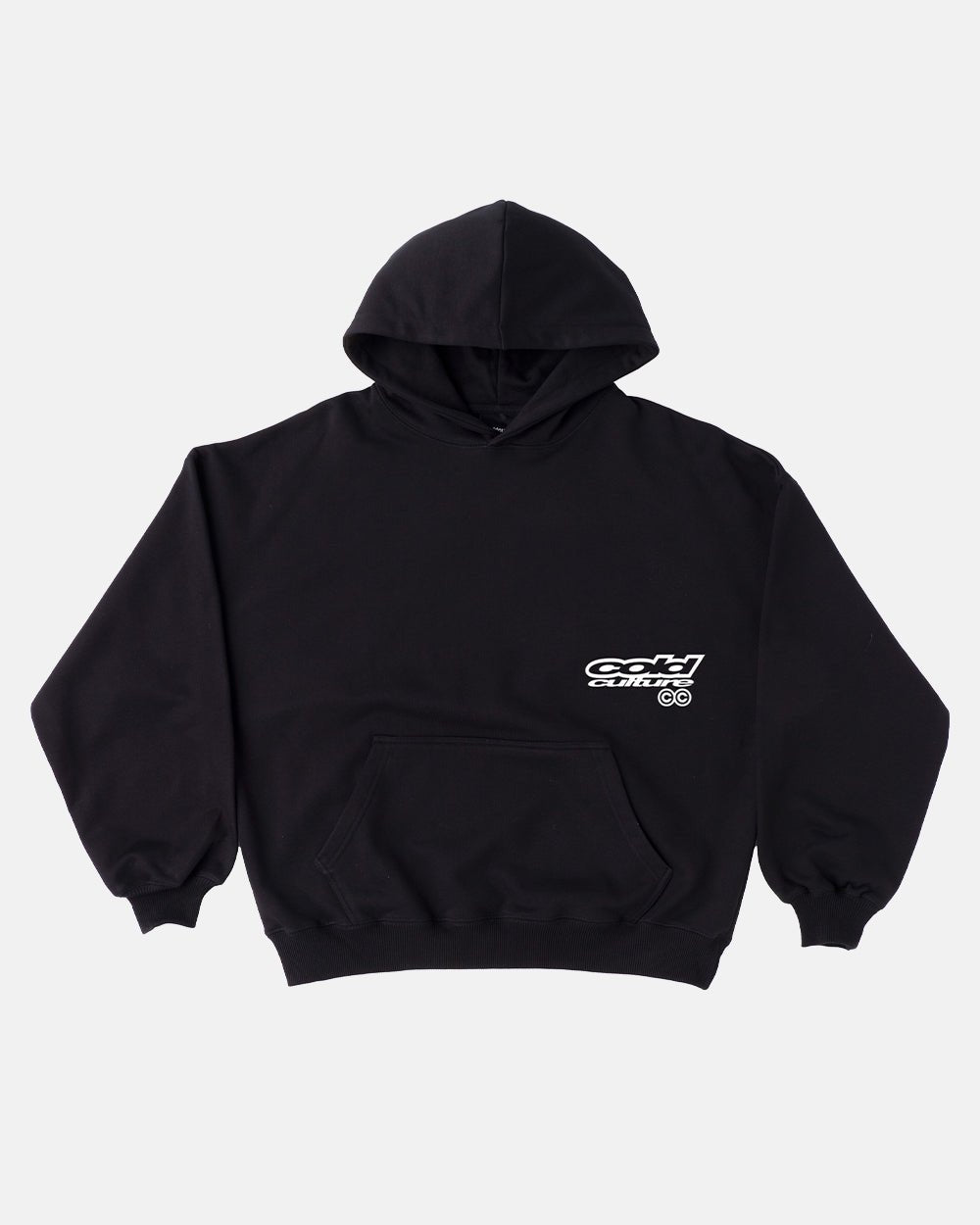 DOGS HOODIE BLACK - black graphic print hoodie, front view - Cold Culture #packshot
