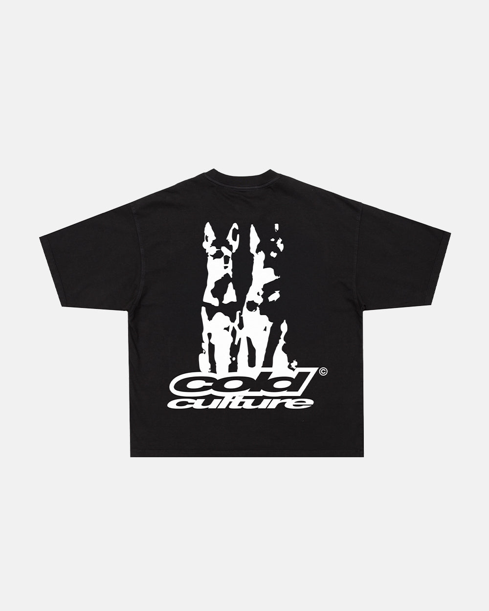 DOGS TEE BLACK - black graphic print tee, back view - Cold Culture #packshot
