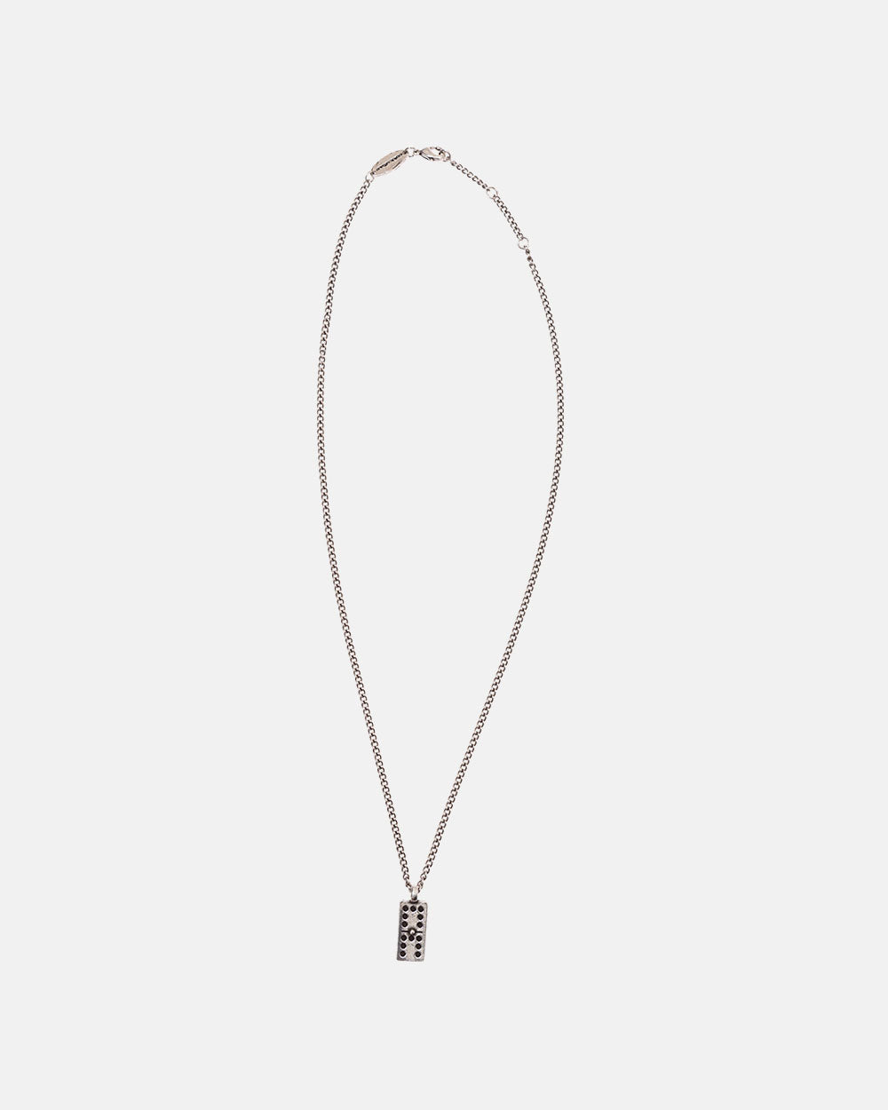 DOMINO NECKLACE - silver domino pendant necklace, flat lay - Cold Culture #packshot