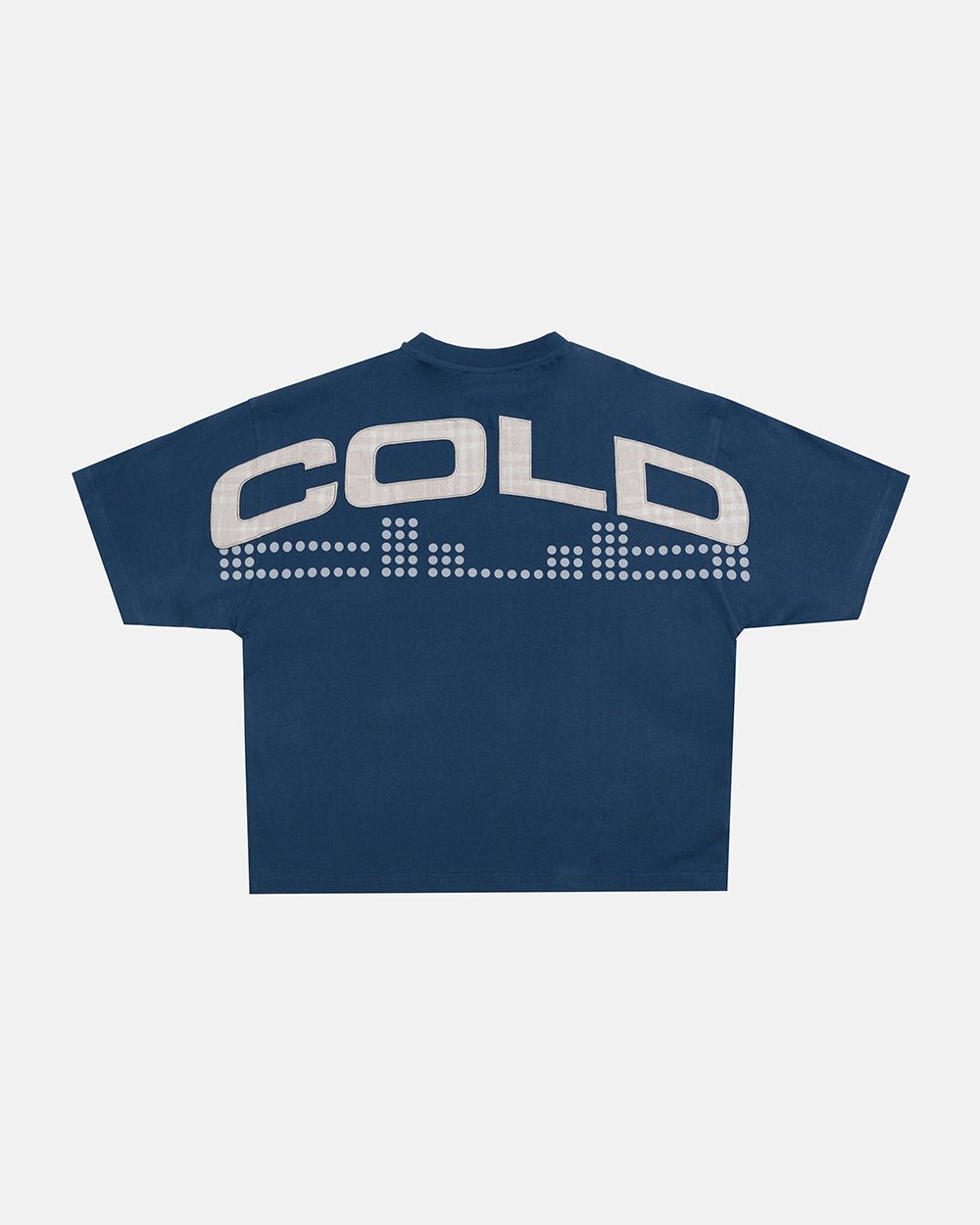 DOTS CLUB TEE BLUE - blue graphic print tee, back view - Cold Culture #packshot