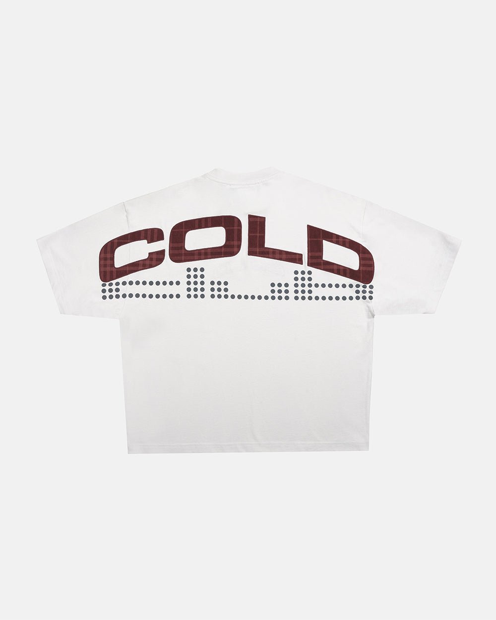 DOTS CLUB TEE LIGHT GREY - light grey graphic print tee, back view - Cold Culture #packshot