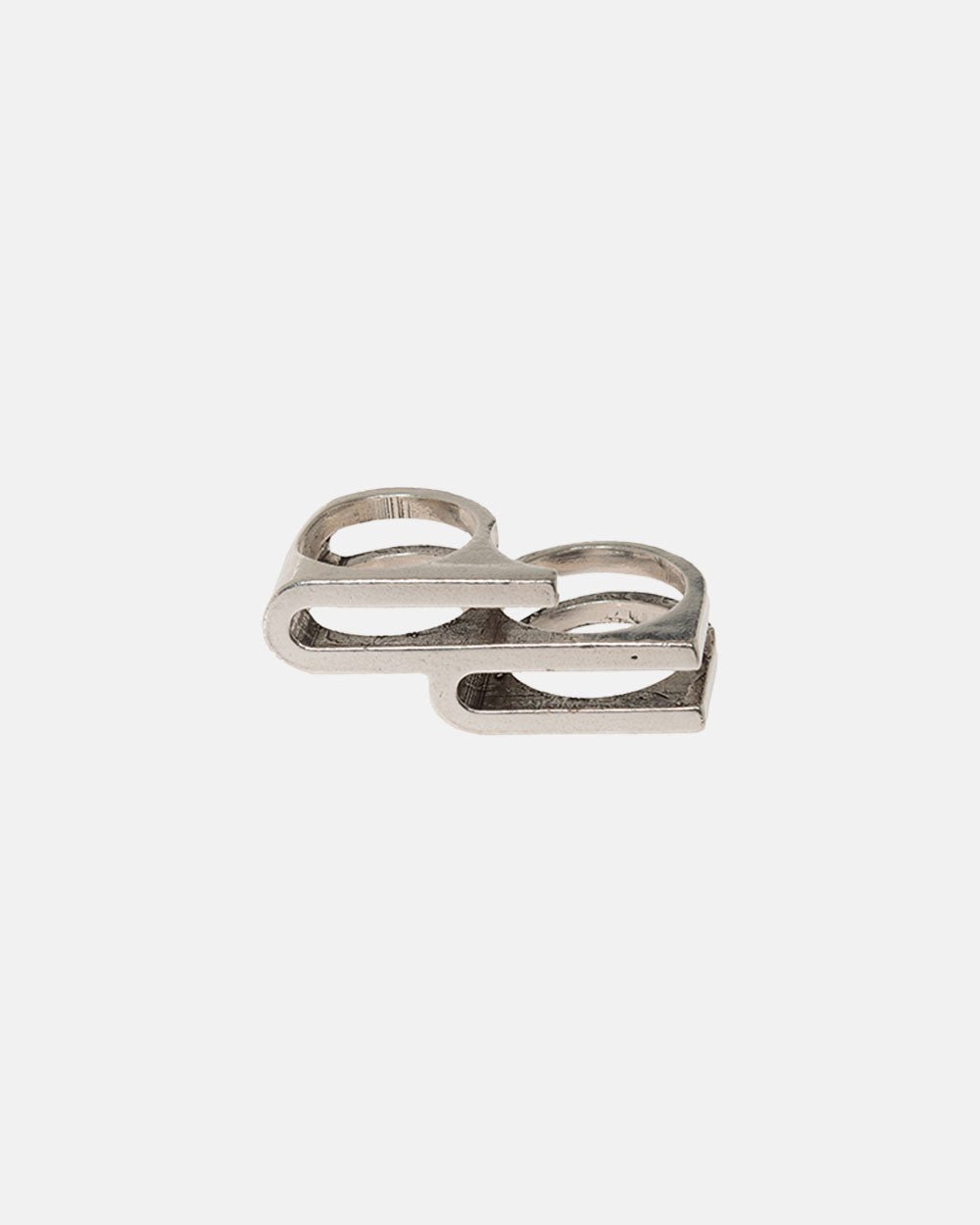 DOUBLE C RING - silver double band ring, flat lay - Cold Culture #packshot