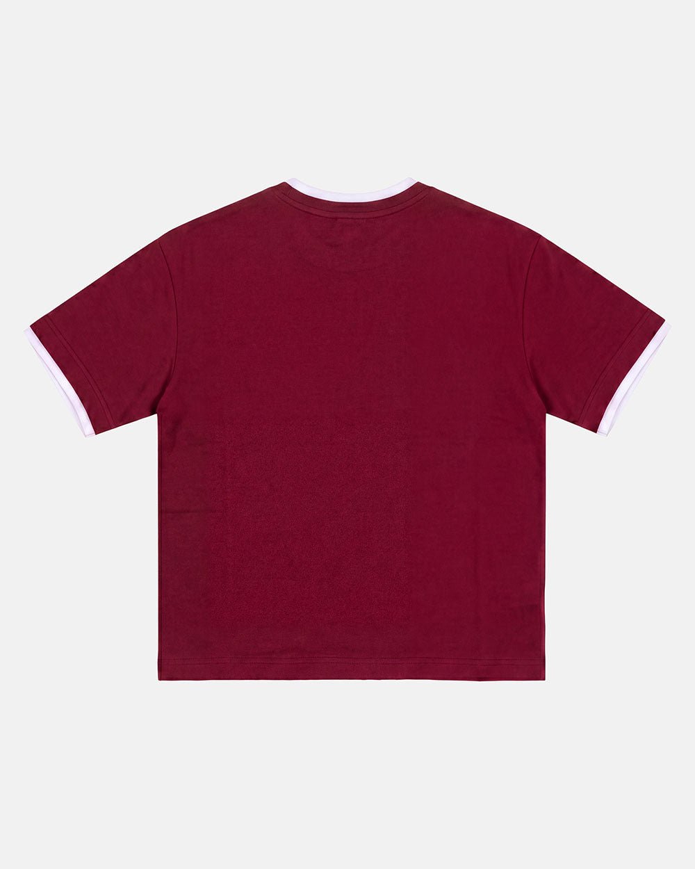 DOUBLE TEE BURGUNDY - burgundy pocket tee, back view - Cold Culture #packshot