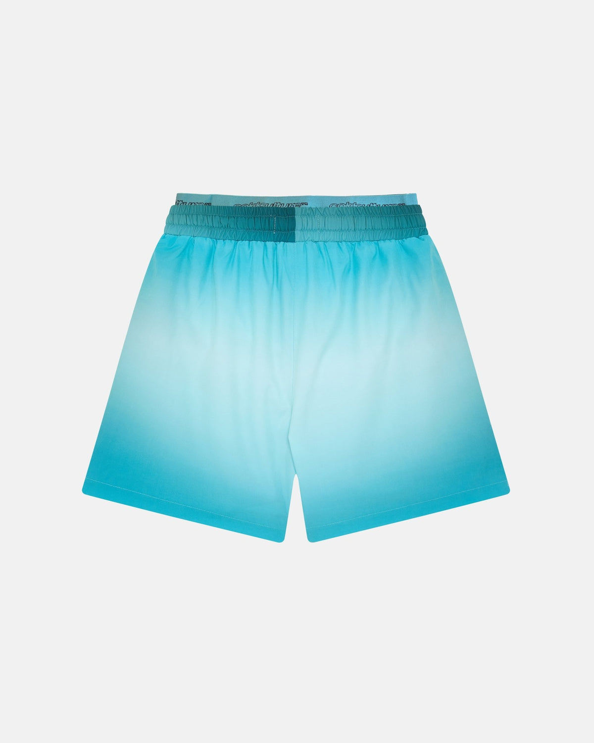 DOUBLE WAIST SWIM SHORTS GRADIENT BLUE - blue gradient swim shorts, back view - Cold Culture #packshot