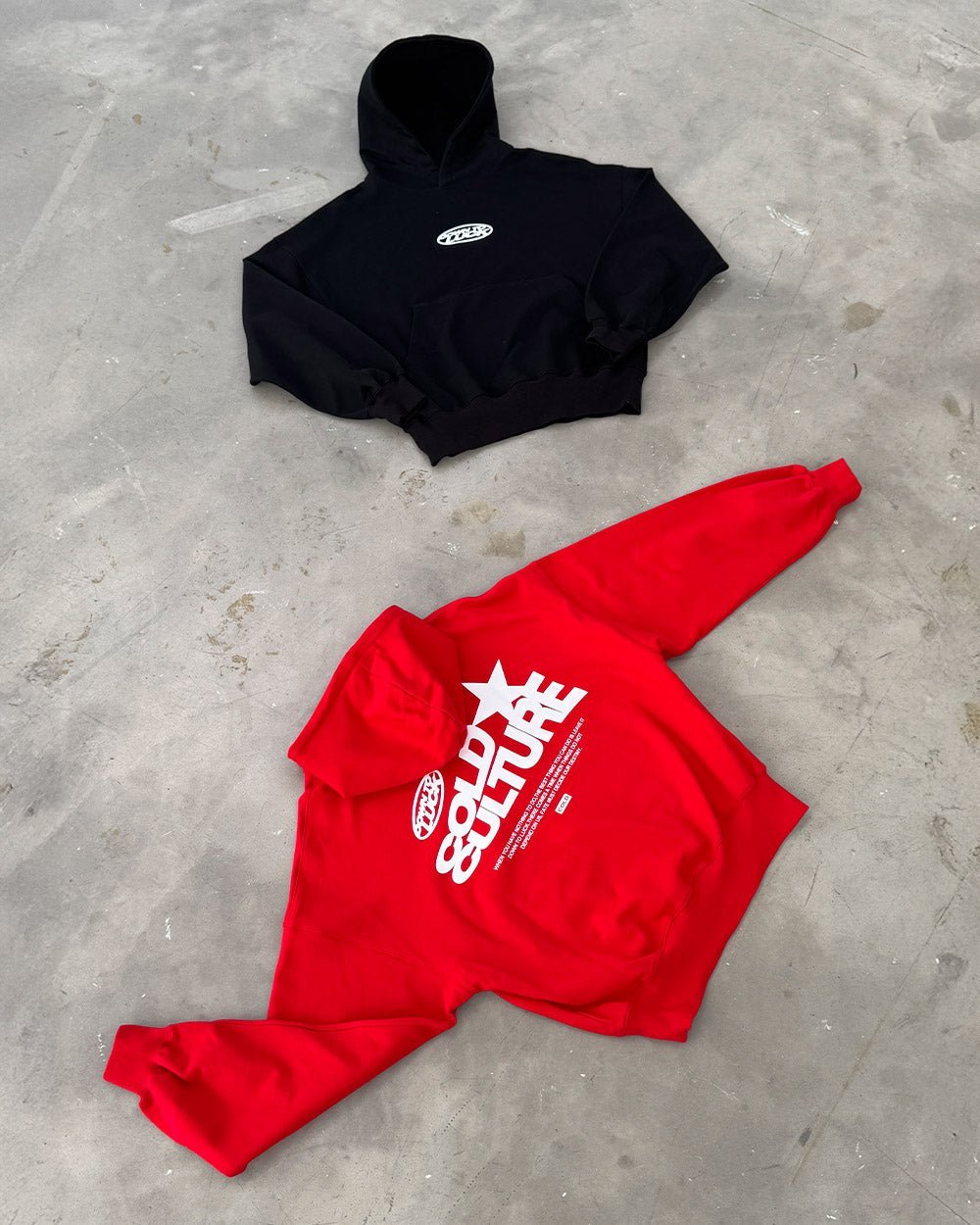 DOWN TO LUCK HOODIE BLACK AND WHITE - black graphic print hoodie, flat lay with matching pieces - Cold Culture