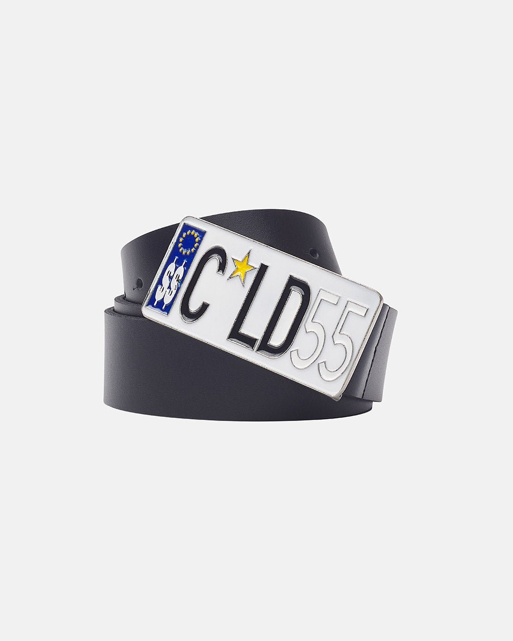 DRIVE ME BELT LEATHER BLACK - black leather belt, front view - Cold Culture #packshot