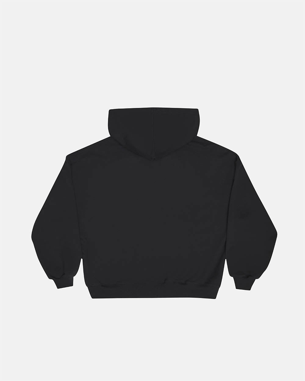 DRIVEN ZIP HOODIE BLACK - black oversized zip-up hoodie, back view - Cold Culture #packshot