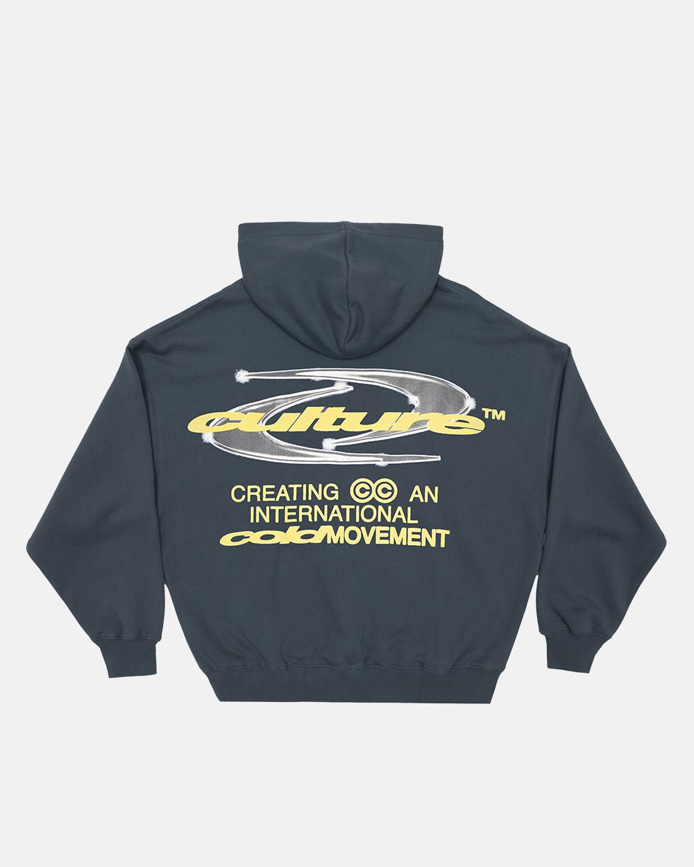DYNAMIC HOODIE DARK BLUE - dark navy graphic print hoodie, back view - Cold Culture #packshot