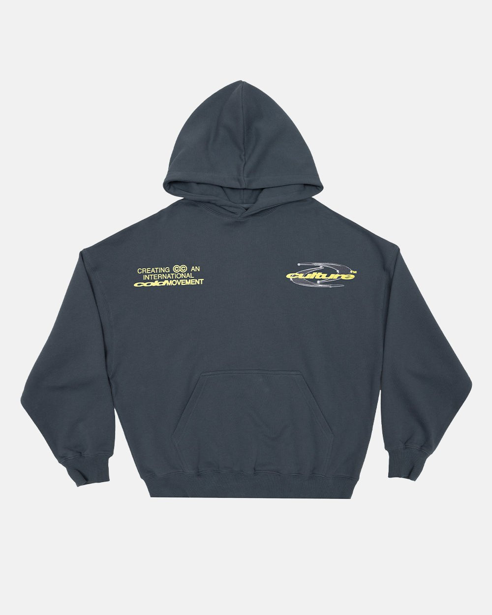 DYNAMIC HOODIE DARK BLUE - dark navy graphic print hoodie, front view - Cold Culture #packshot