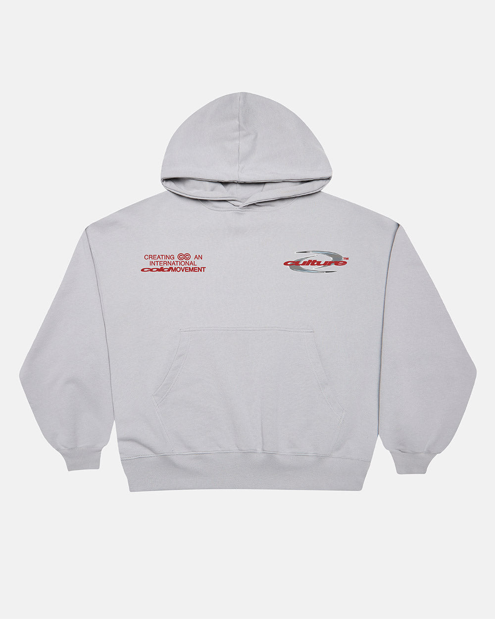 DYNAMIC HOODIE LIGHT GREY - light grey graphic print hoodie, front view - Cold Culture #packshot