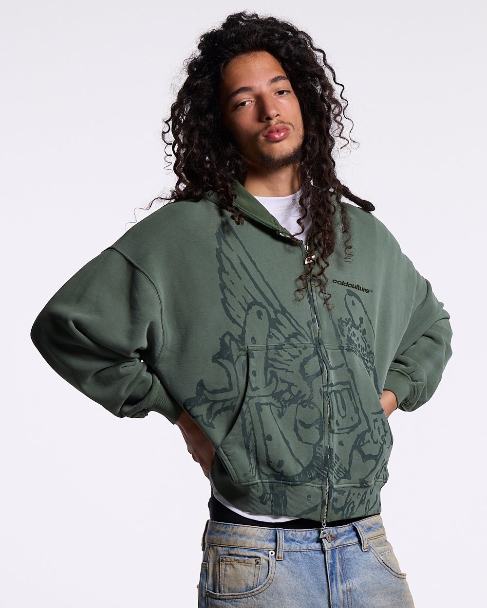 EAGLE ZIP HOODIE GREEN - Cold Culture #man