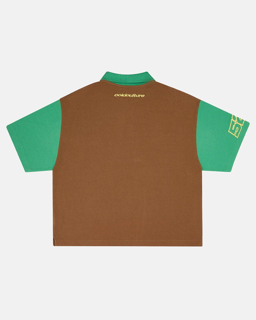 ELLIOT POLO BROWN - brown colorblock polo shirt, back view - Cold Culture #packshot