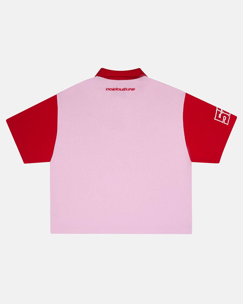 ELLIOT POLO PINK - pink colorblock polo shirt, back view - Cold Culture #packshot