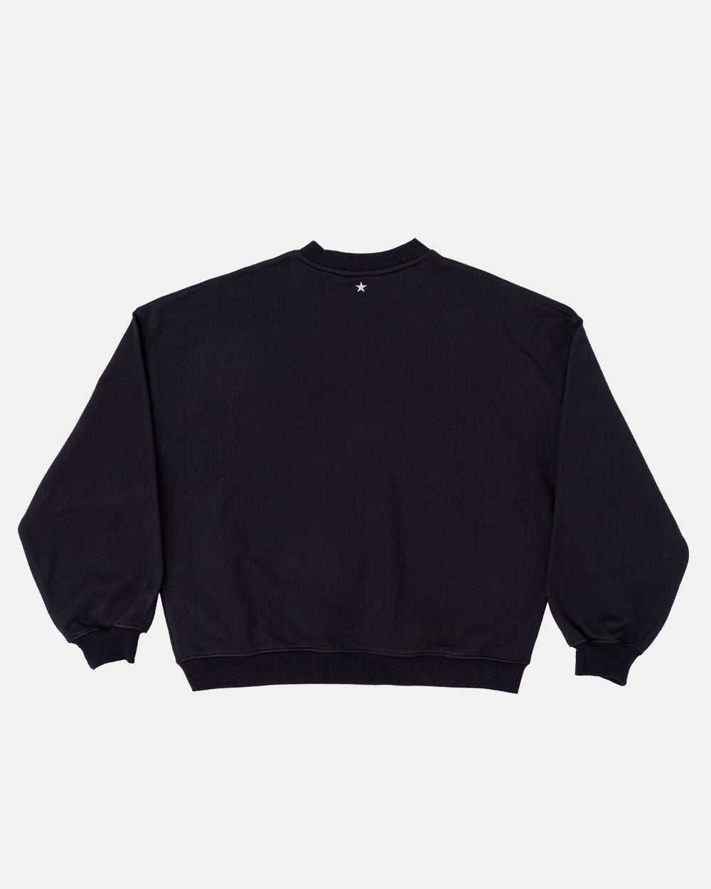 ESSENTIAL CREWNECK BLACK - black oversized crewneck sweatshirt, back view - Cold Culture #packshot