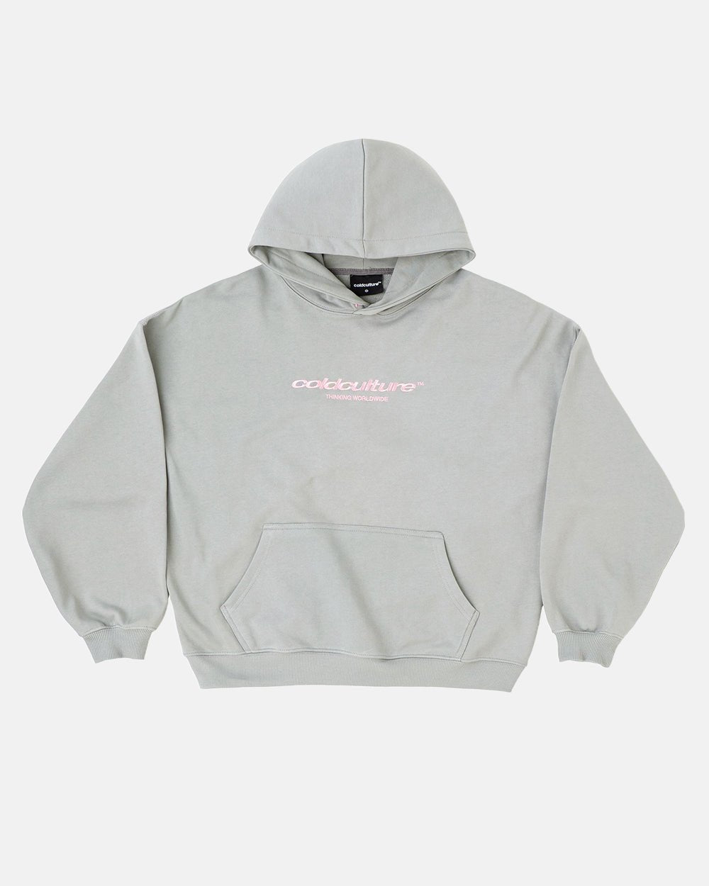 ESSENTIAL HOODIE ULTIMATE GREY - light grey oversized hoodie, front view - Cold Culture #packshot