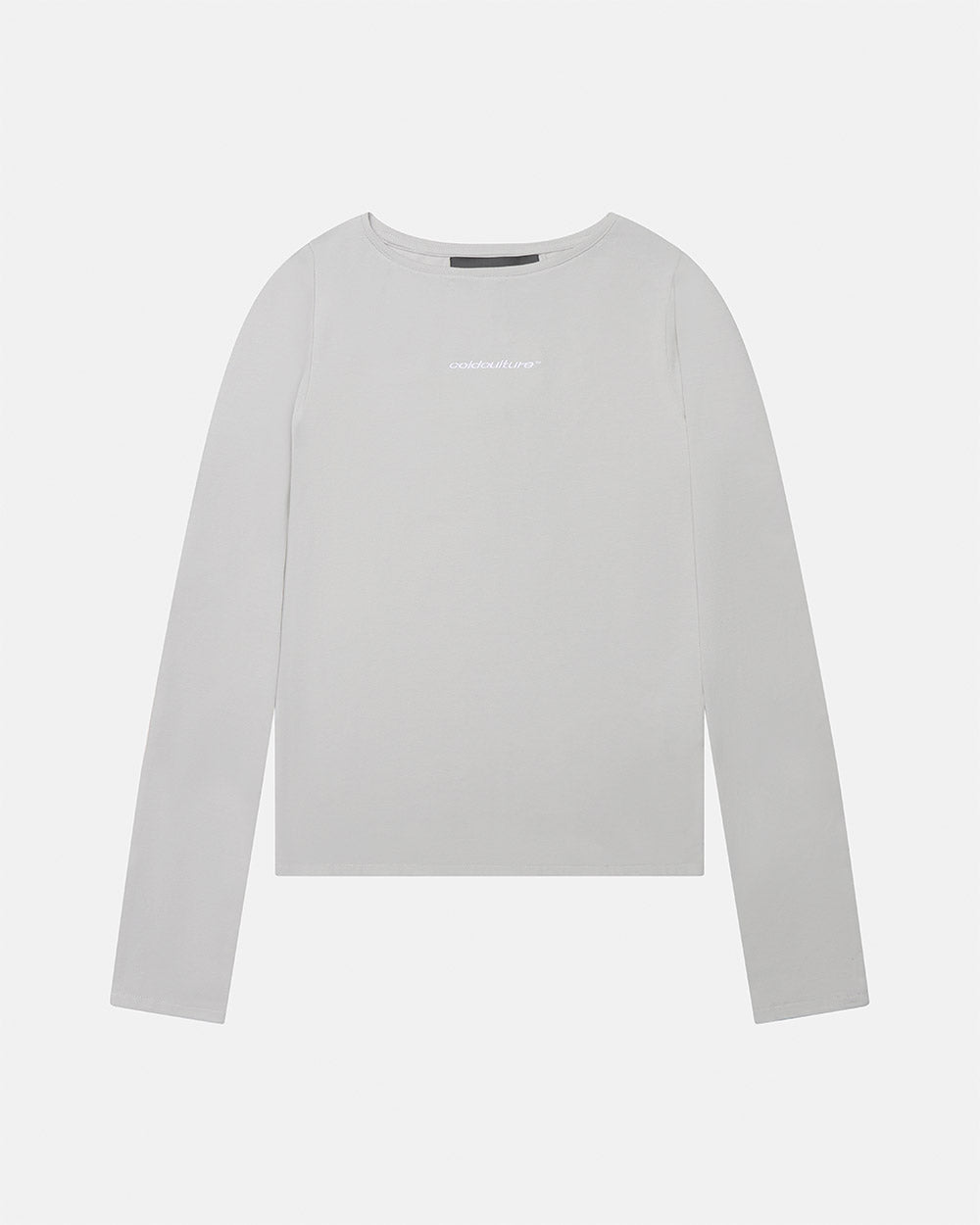 ESSENTIAL LONGSLEEVE TEE GREY - grey women's longsleeve tee, front view - Cold Culture #packshot