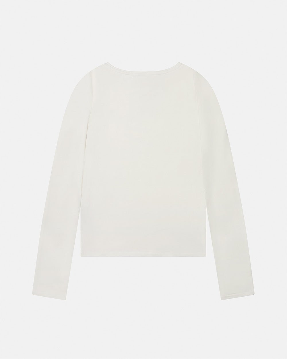 ESSENTIAL LONGSLEEVE TEE WHITE - white women's longsleeve tee, back view - Cold Culture #packshot