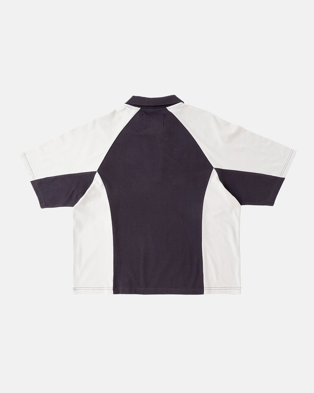 EXTREME POLO IRON GREY - grey two-tone zip polo shirt, back view - Cold Culture #packshot