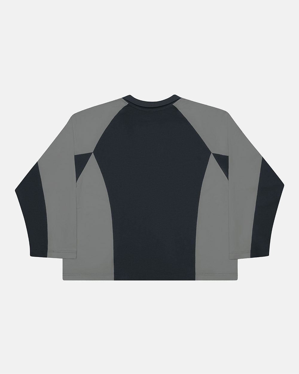 EXTREME POLO LONGSLEEVE GREY - grey and navy longsleeve polo shirt, back view - Cold Culture #packshot