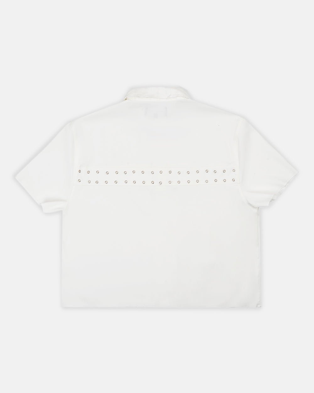 EYELET SHIRT OFF WHITE - off white eyelet shirt, back view - Cold Culture #packshot