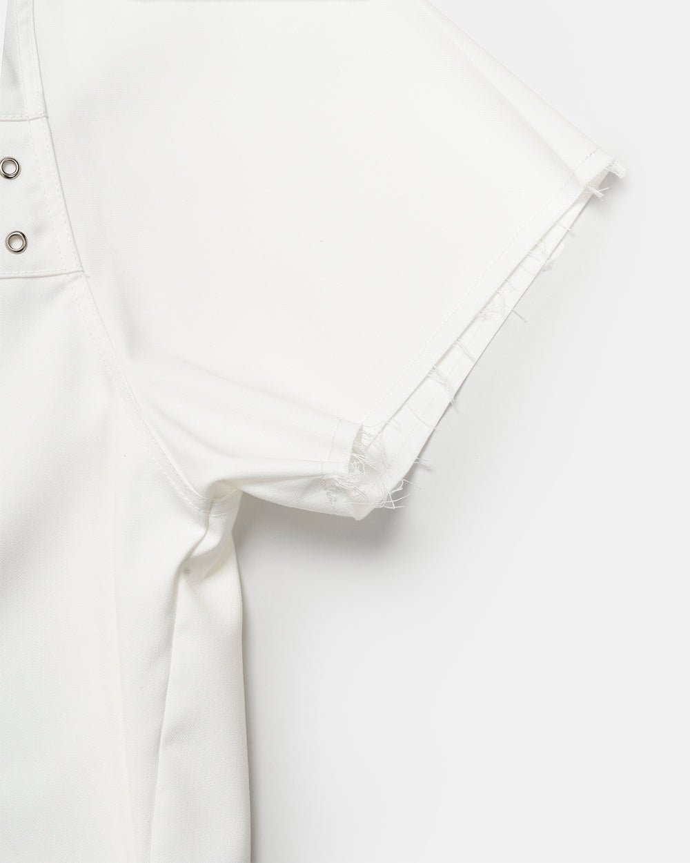 EYELET SHIRT OFF WHITE - off white eyelet shirt, detail close-up - Cold Culture