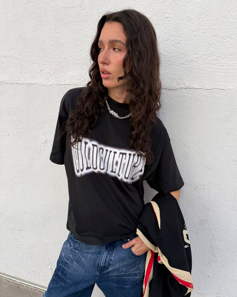 FEISTY TEE BLACK - black graphic print tee, street style shot - Cold Culture #woman