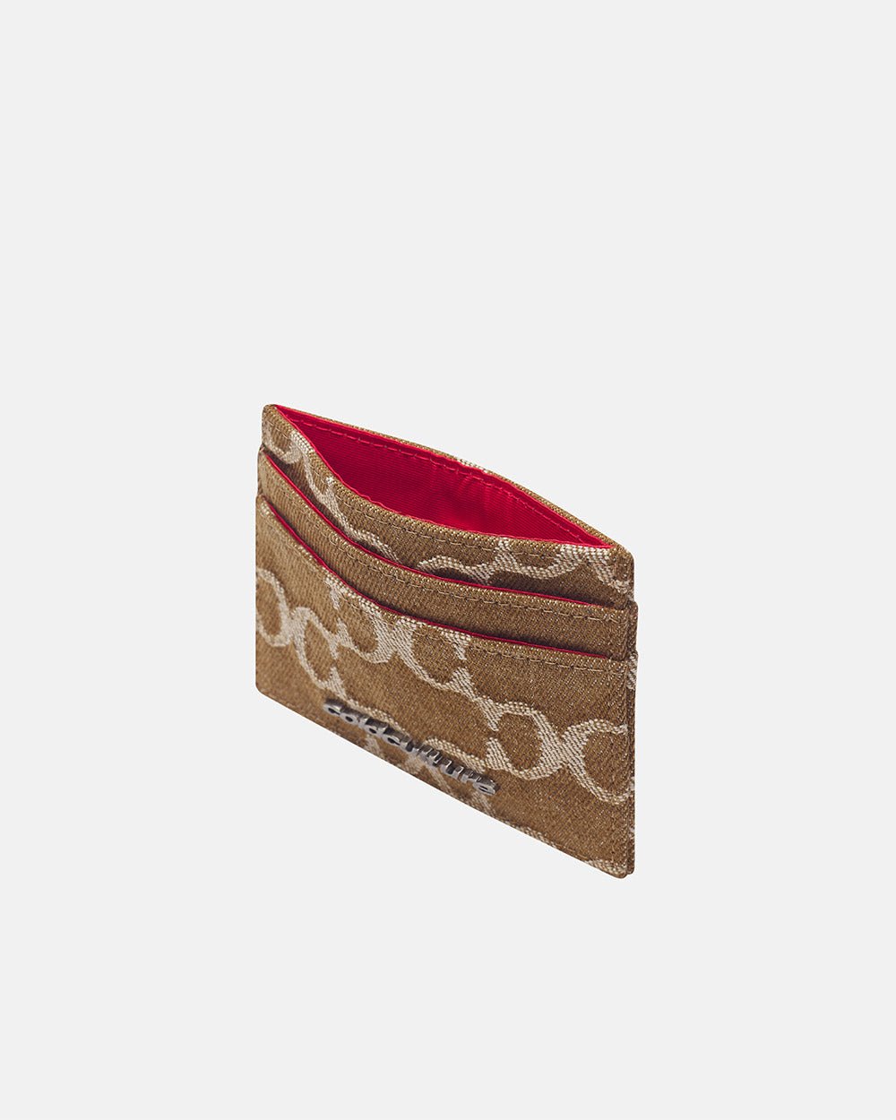 FEVER CARD HOLDER BROWN - brown monogram card holder, side view - Cold Culture #packshot