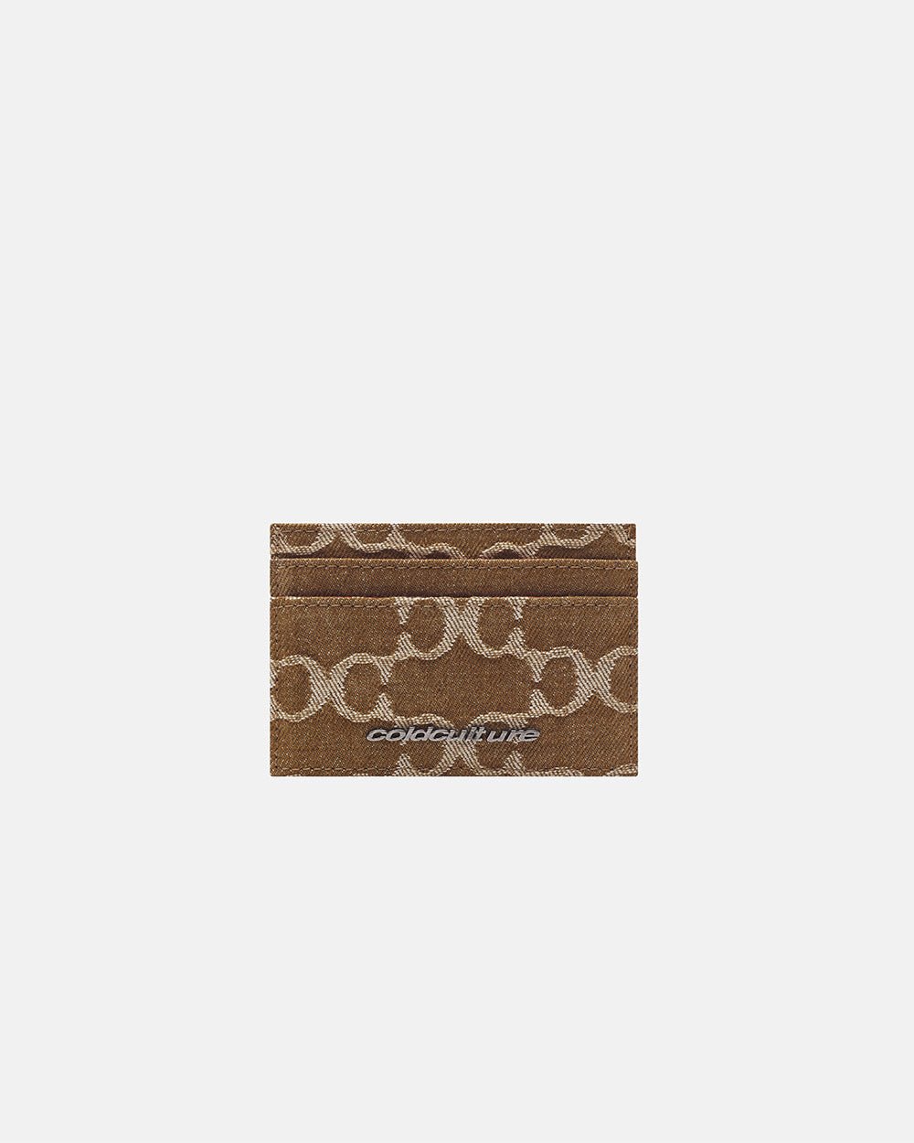 FEVER CARD HOLDER BROWN - brown monogram card holder, front view - Cold Culture #packshot