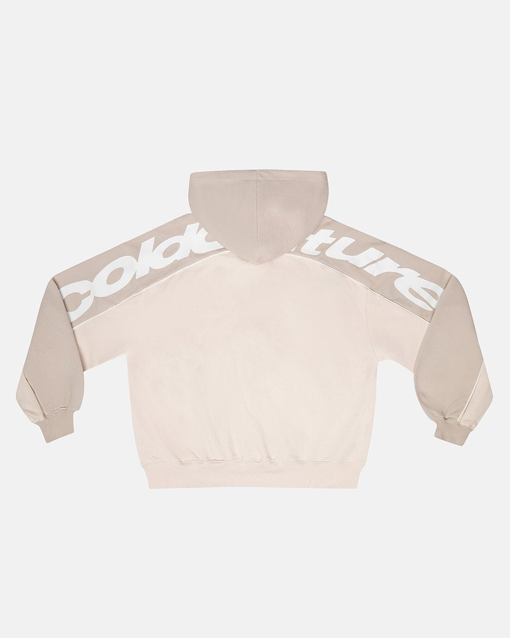 FLESH ZIP HOODIE BEIGE - beige zip-up hoodie, back view - Cold Culture #packshot