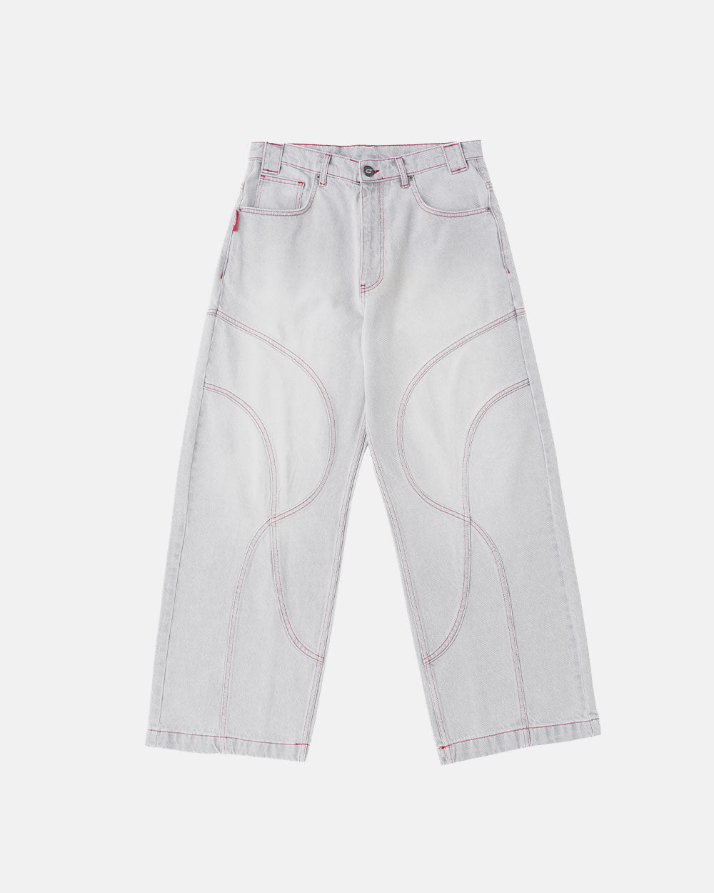 FLEX V2 PANTS LIGHT TITANIUM - light grey contrast stitch pants, front view - Cold Culture #packshot