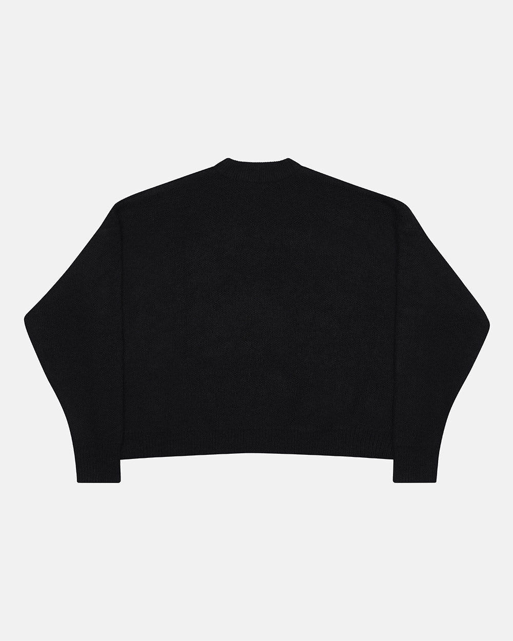 FLUFFY FUR KNIT BLACK - black fuzzy knit sweater, back view - Cold Culture #packshot