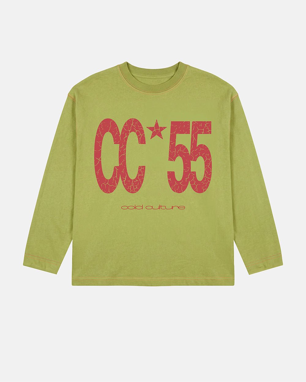 FLYING FREE LONGSLEEVE GREEN - green graphic print longsleeve tee, flat lay - Cold Culture #packshot