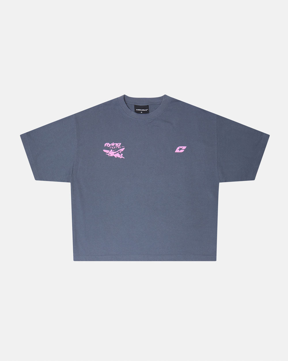 FLYING HOME TEE INDIA INK - dark navy graphic print tee, front view - Cold Culture #packshot
