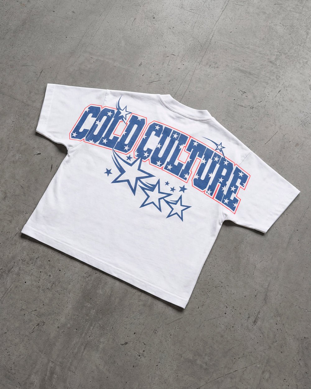 FOURTH OF JULY TEE WHITE - white oversized graphic tee, flat lay - Cold Culture