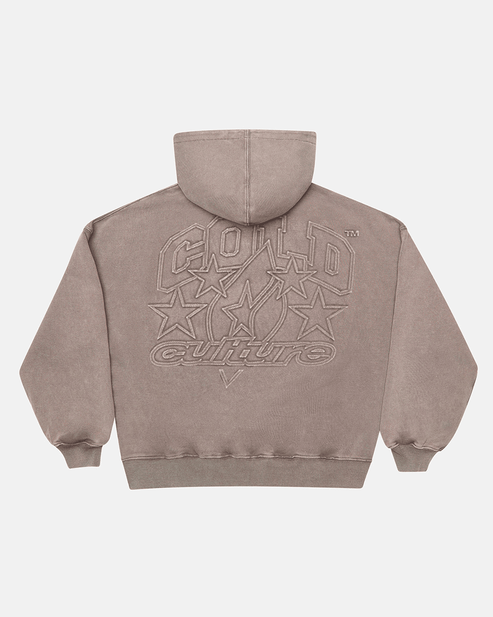 FROM COLD TO THE STARS HOODIE GREY - washed grey hoodie, back view - Cold Culture #packshot