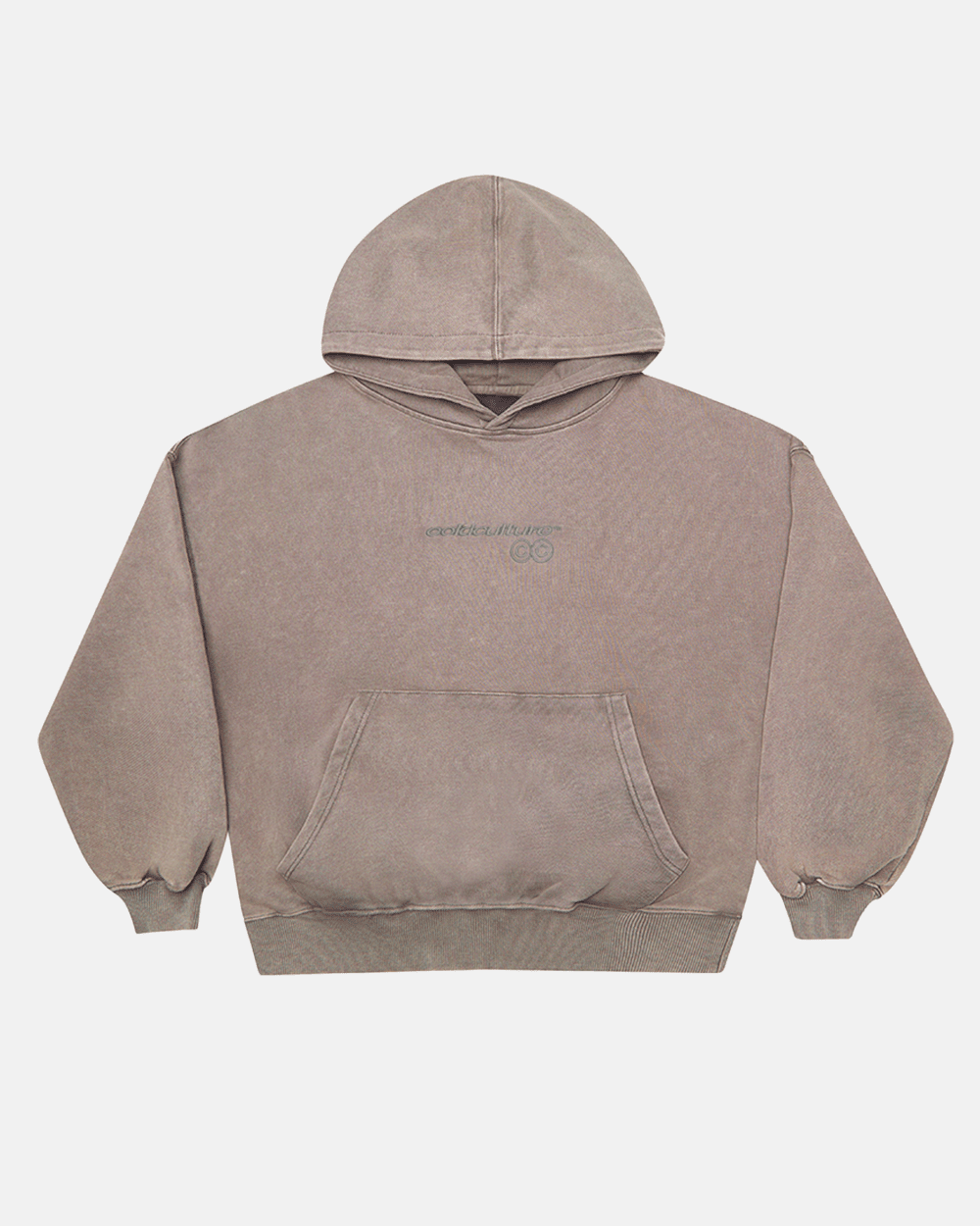 FROM COLD TO THE STARS HOODIE GREY - washed grey hoodie, front view - Cold Culture #packshot
