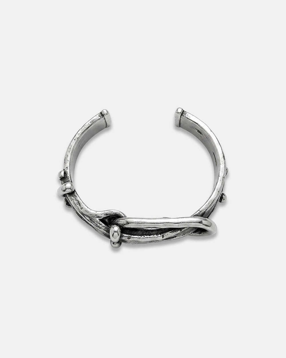 GHOST BRACELET SILVER - silver belt buckle cuff bracelet, side view - Cold Culture #packshot