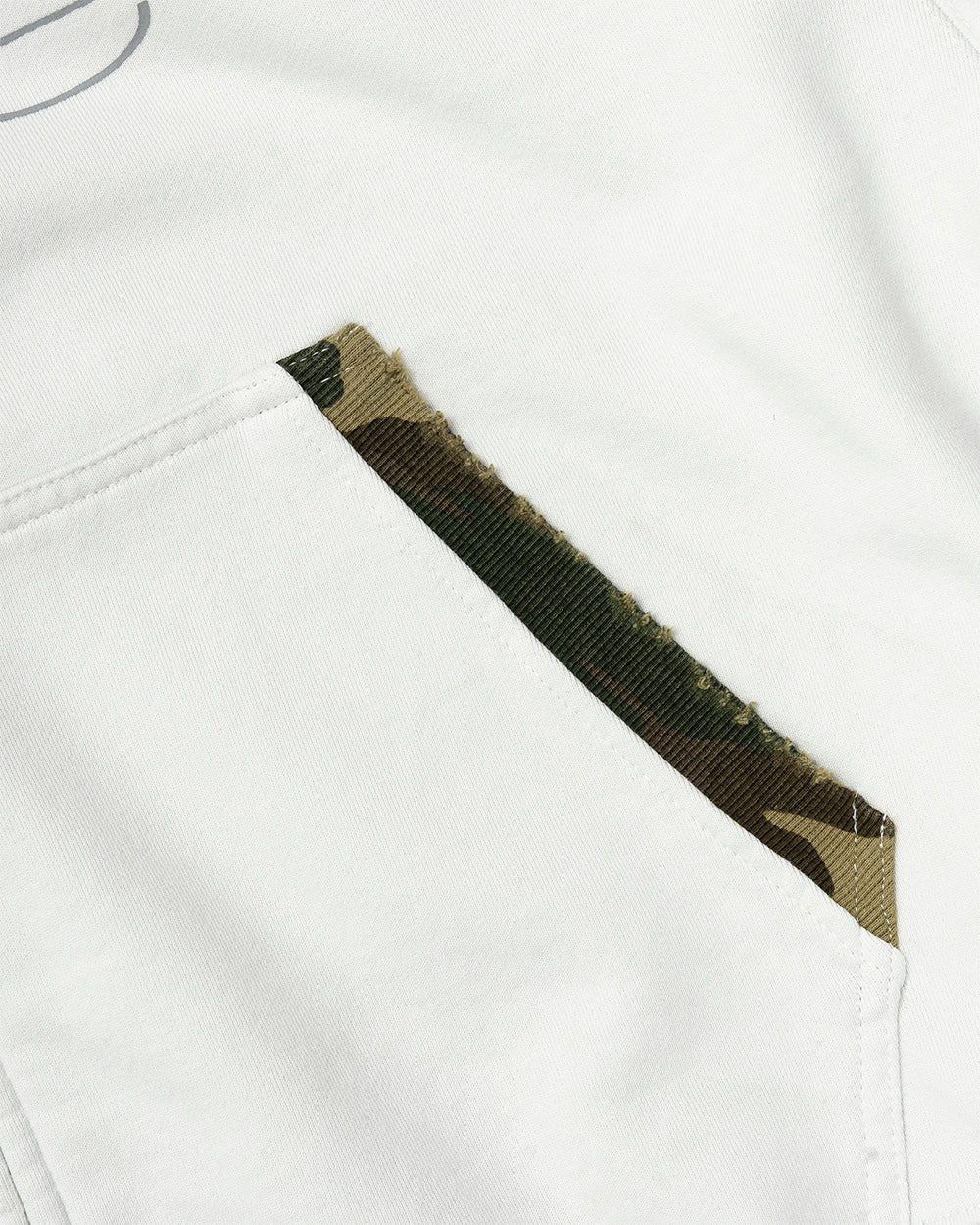 GREY OPS ZIP HOODIE LIGHT GREY - light grey camo trim zip-up hoodie, detail close-up - Cold Culture