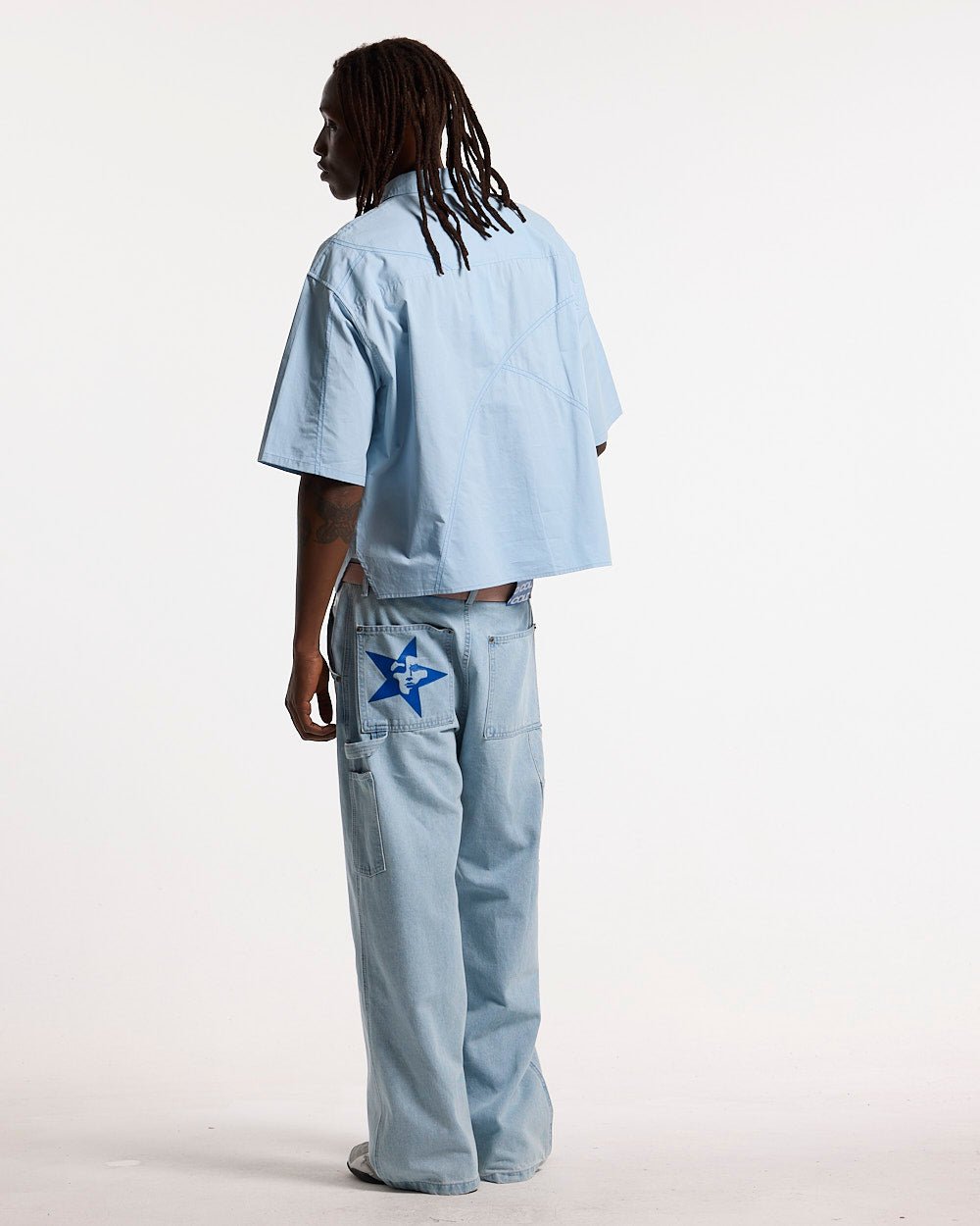 GUARDIAN SHIRT BREEZE BLUE - light blue short sleeve shirt, side view - Cold Culture #man