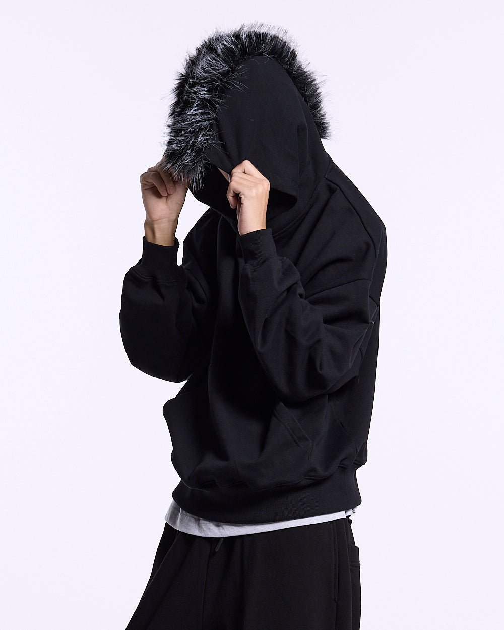 HAIRY HOODIE BLACK - Cold Culture