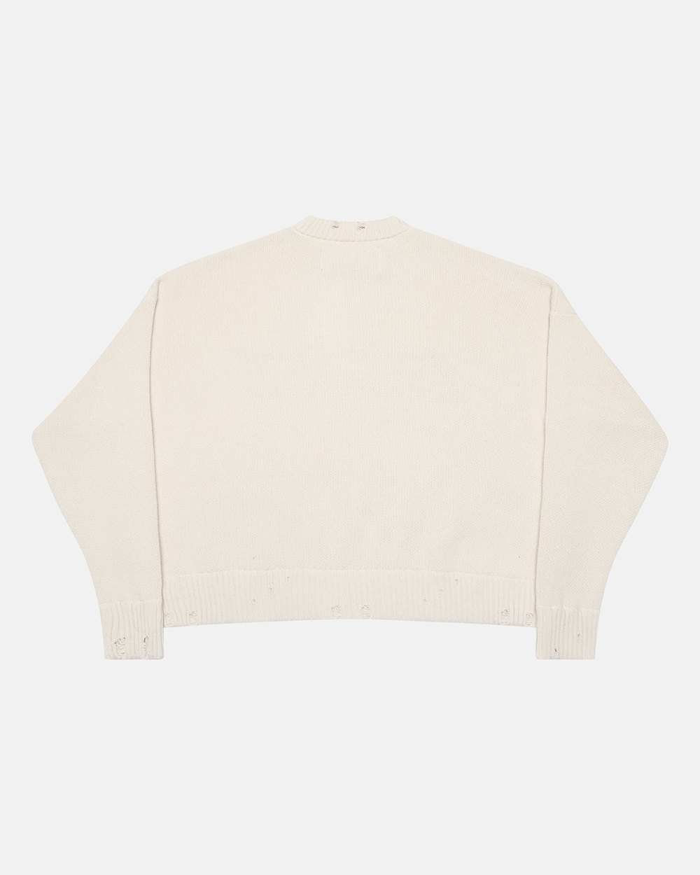 HARPER KNIT BEIGE & BROWN - beige graphic print knit sweater, back view - Cold Culture #packshot