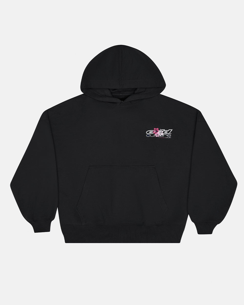 HAWAII CLUB HOODIE BLACK - black graphic print hoodie, front view - Cold Culture #packshot