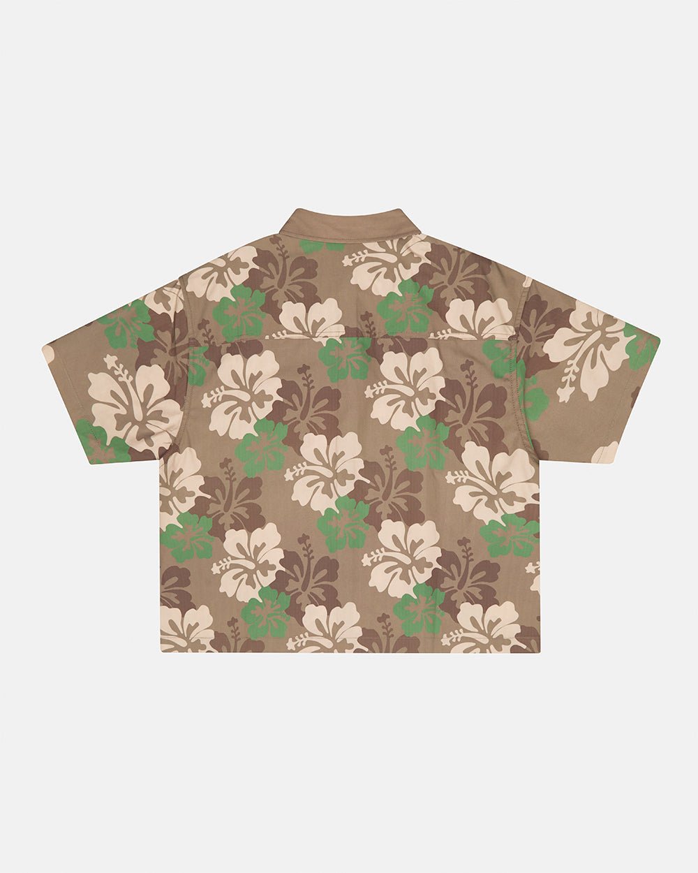 HAWAII CLUB SHIRT GREEN - green camo short sleeve shirt, back view - Cold Culture #packshot