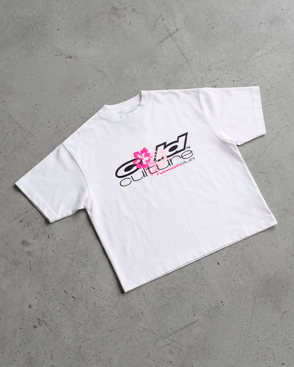 HAWAII CLUB TEE WHITE - white graphic print tee, flat lay - Cold Culture