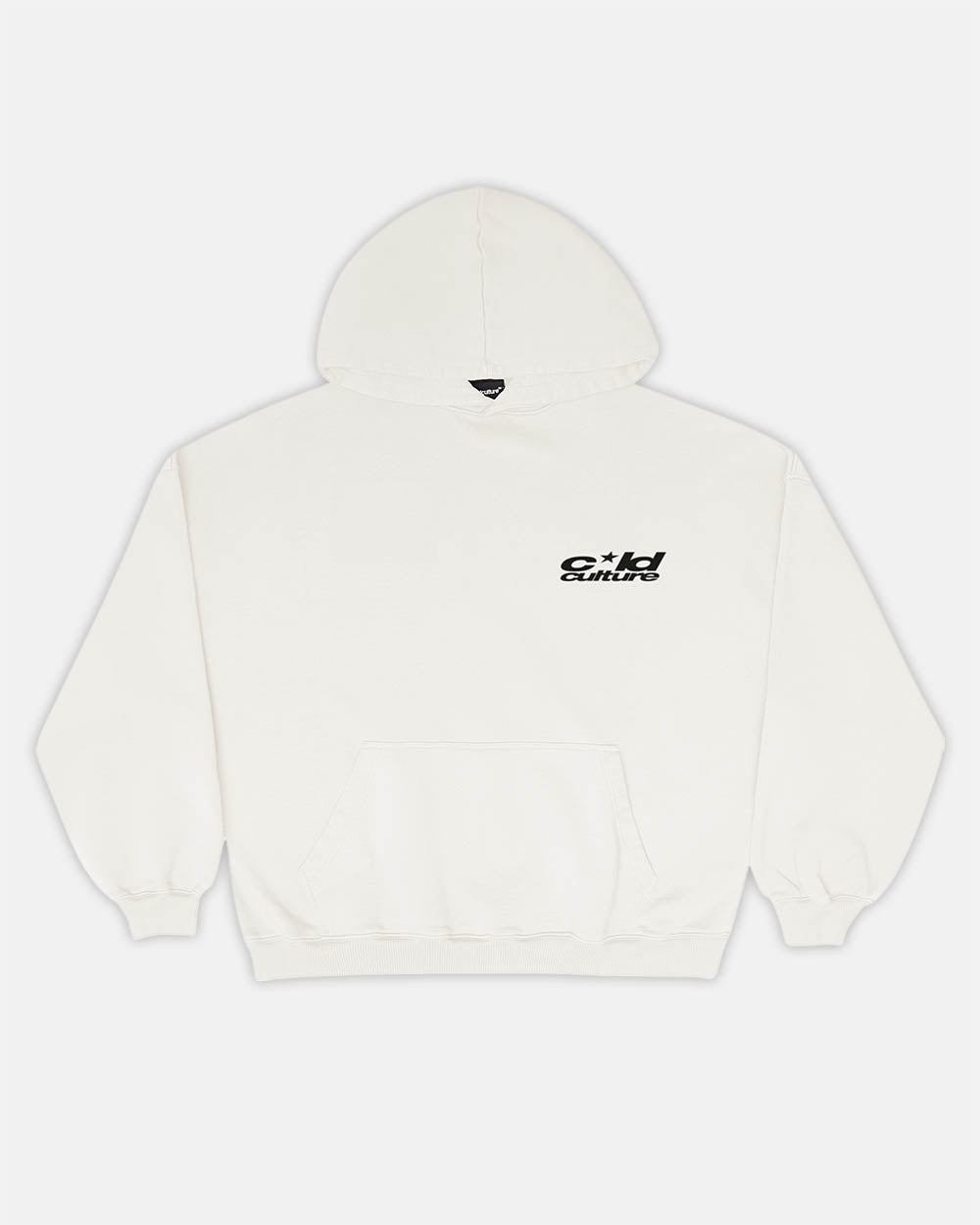HEART ASHTRAY HOODIE GREY - cream graphic print hoodie, front view - Cold Culture #packshot