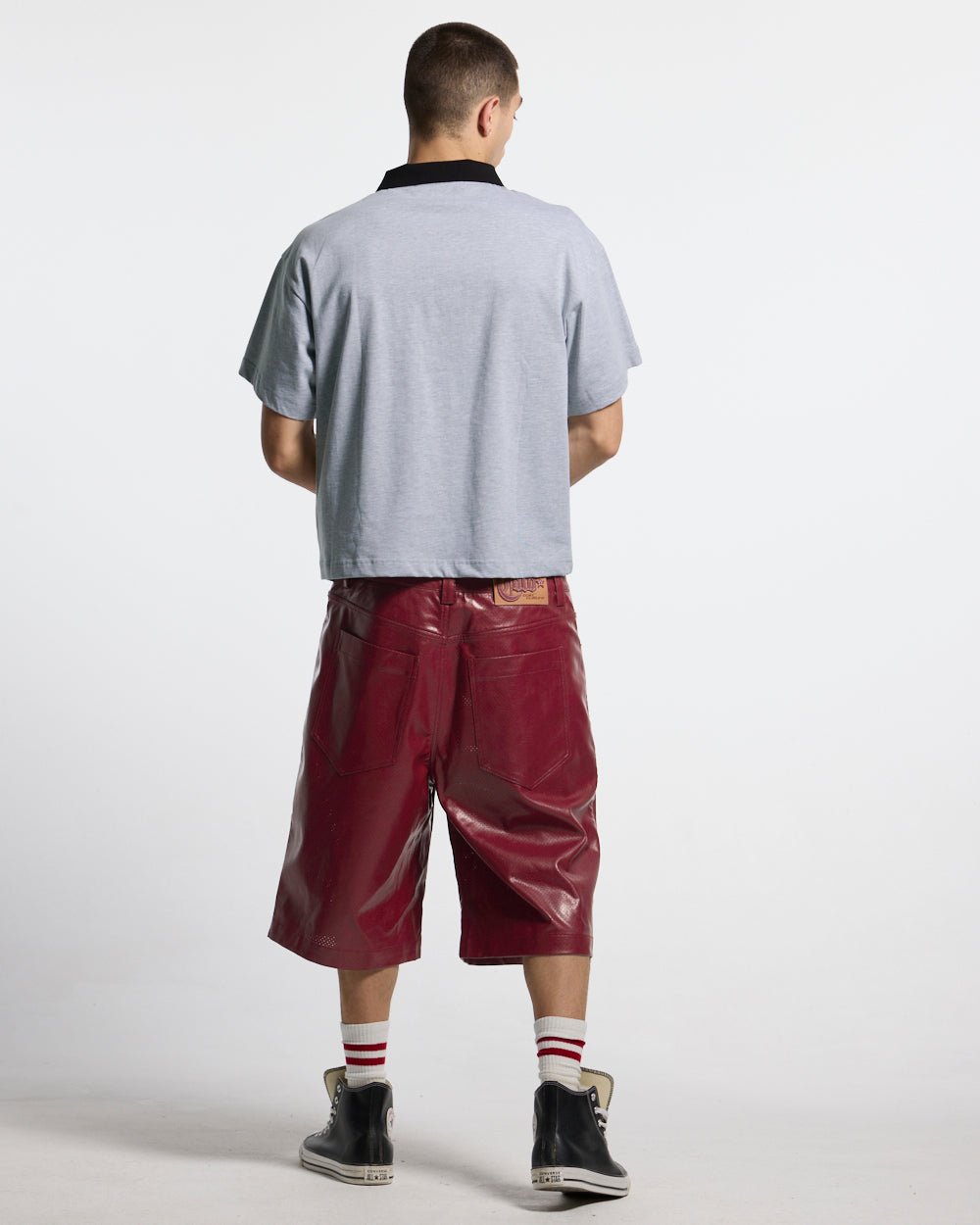 HEAT GYM POLO GREY - grey zip polo shirt, back view on male model - Cold Culture #man