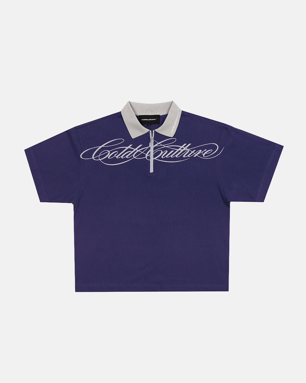 HEAT GYM POLO NAVY - navy zip polo shirt, front view - Cold Culture #packshot