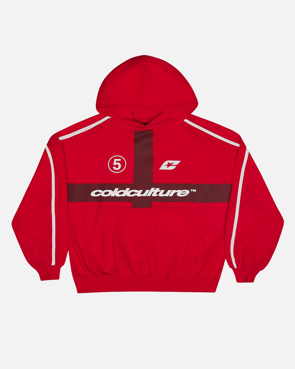 HIT THE TARGET HOODIE RED - red graphic print hoodie, front view - Cold Culture #packshot