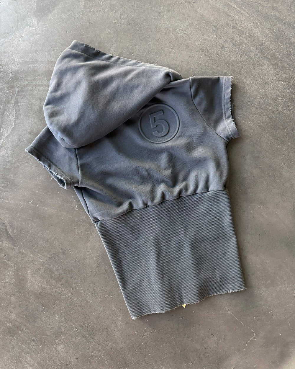 HOODED BABY ZIP TEE DARK GREY - dark grey hooded zip tee, flat lay - Cold Culture