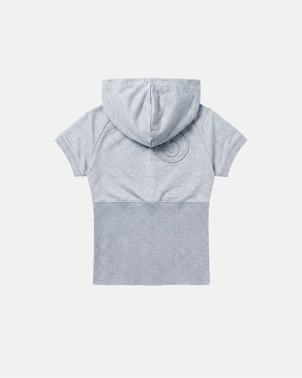 HOODED BABY ZIP TEE HEATHER GREY - heather grey hooded zip tee, back view - Cold Culture #packshot